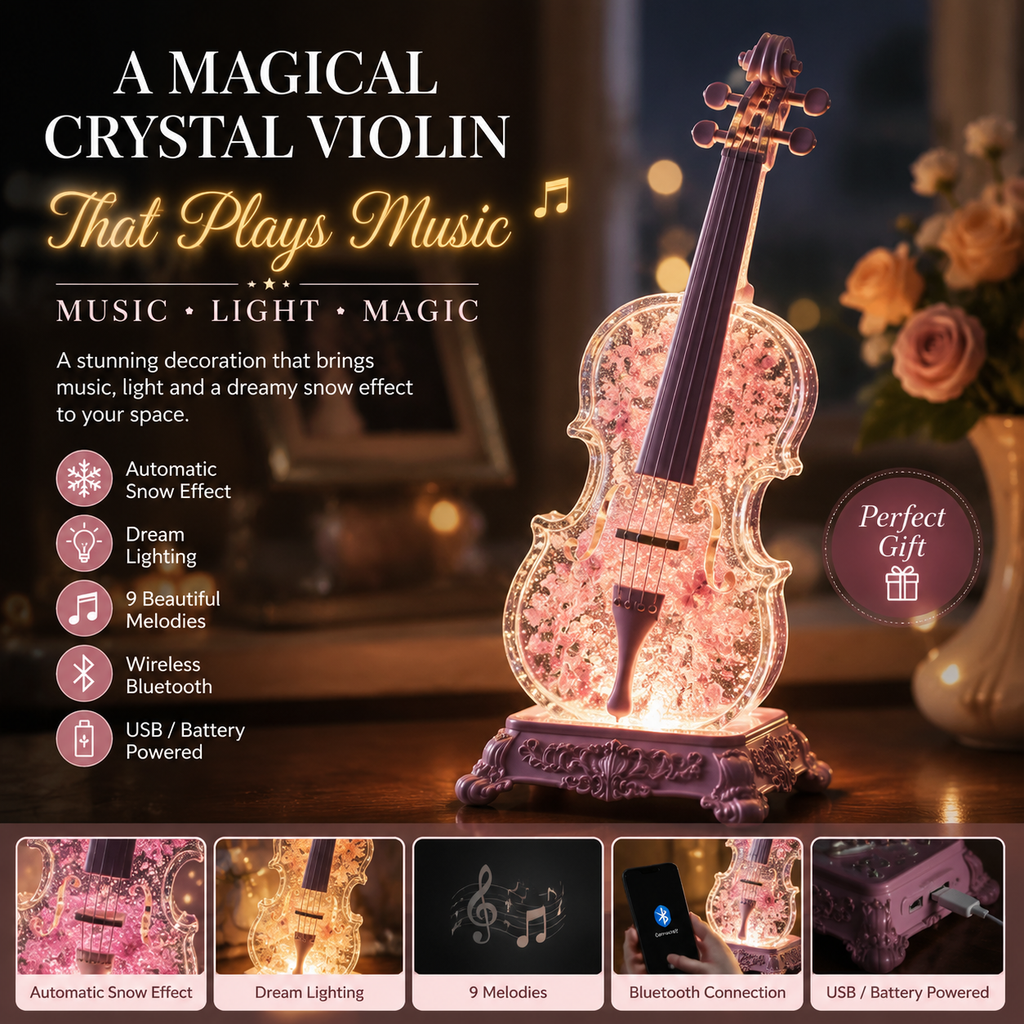 Crystal Violin Music Box – Bluetooth Speaker With Dream Light & Snow Effect