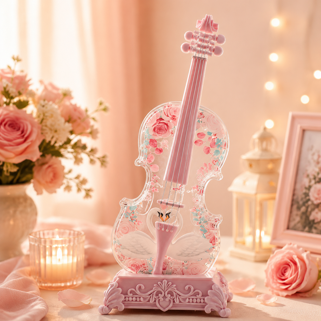 Crystal Violin Music Box – Bluetooth Speaker With Dream Light & Snow Effect