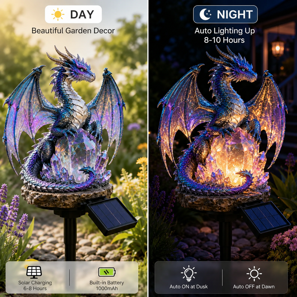 Amethyst Crystal Dragon – Solar Dragon Crystal Garden Light