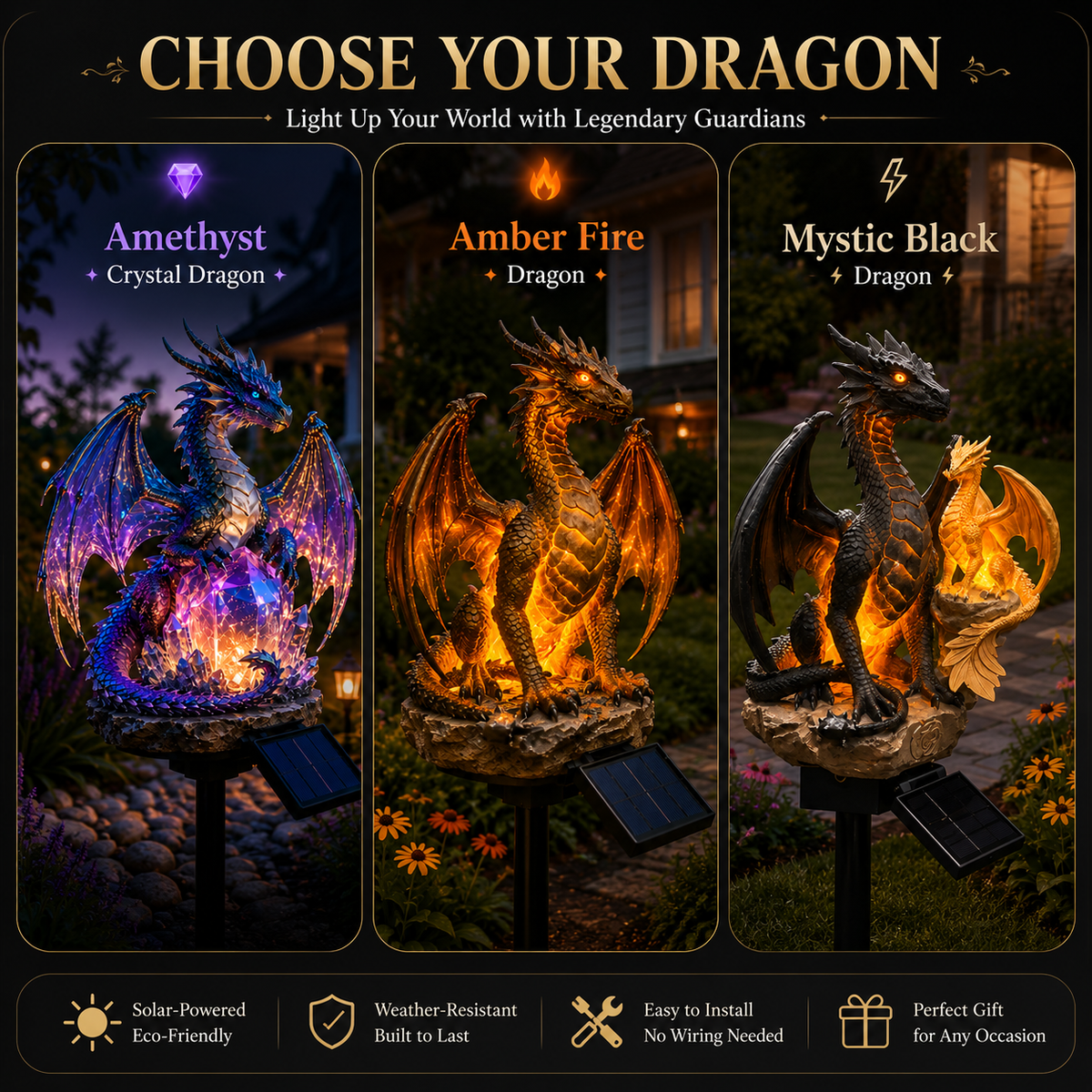 Amethyst Crystal Dragon – Solar Dragon Crystal Garden Light