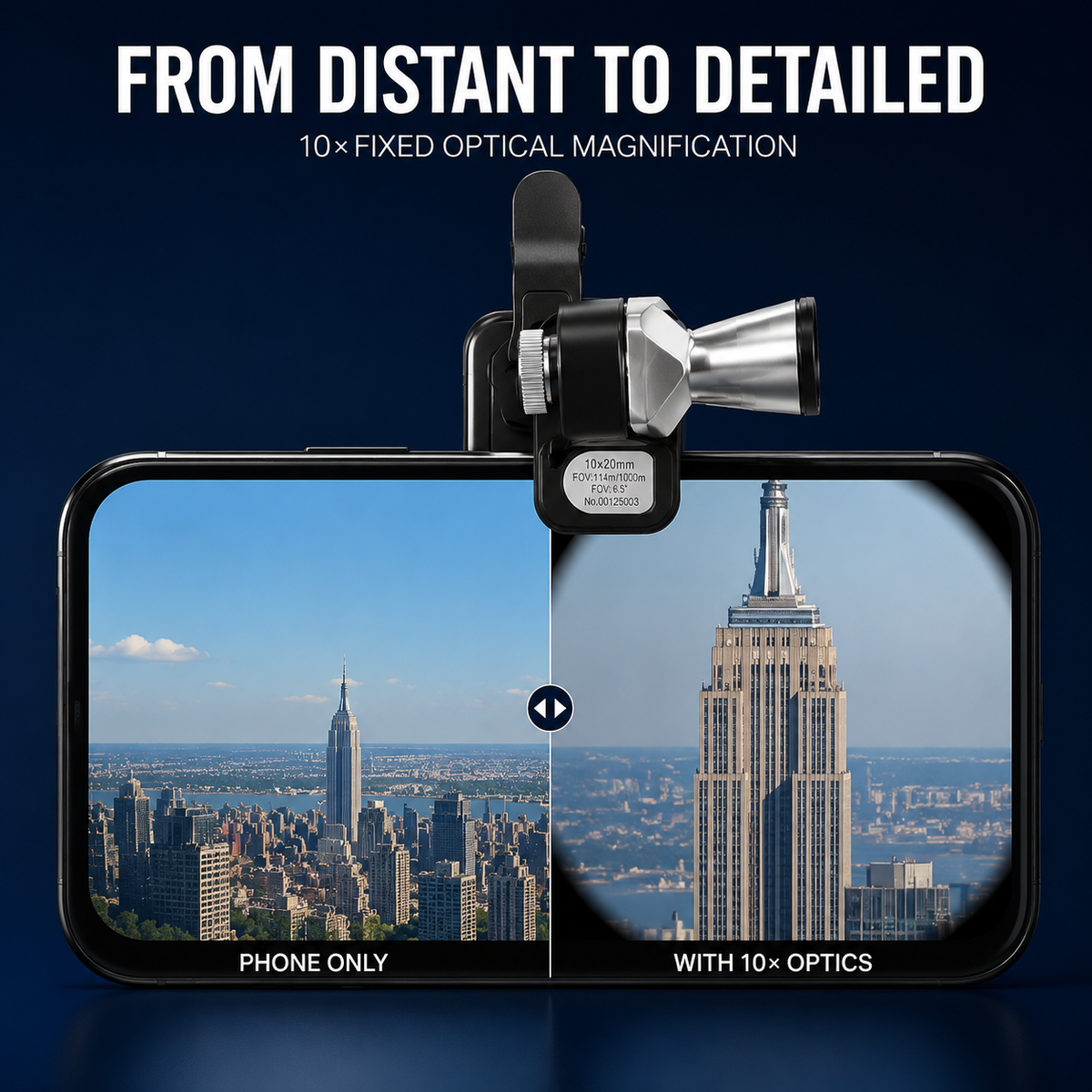 10×20 Mini Monocular Phone Telescope – Pocket Long-Distance Viewer with Adjustable Smartphone Clip