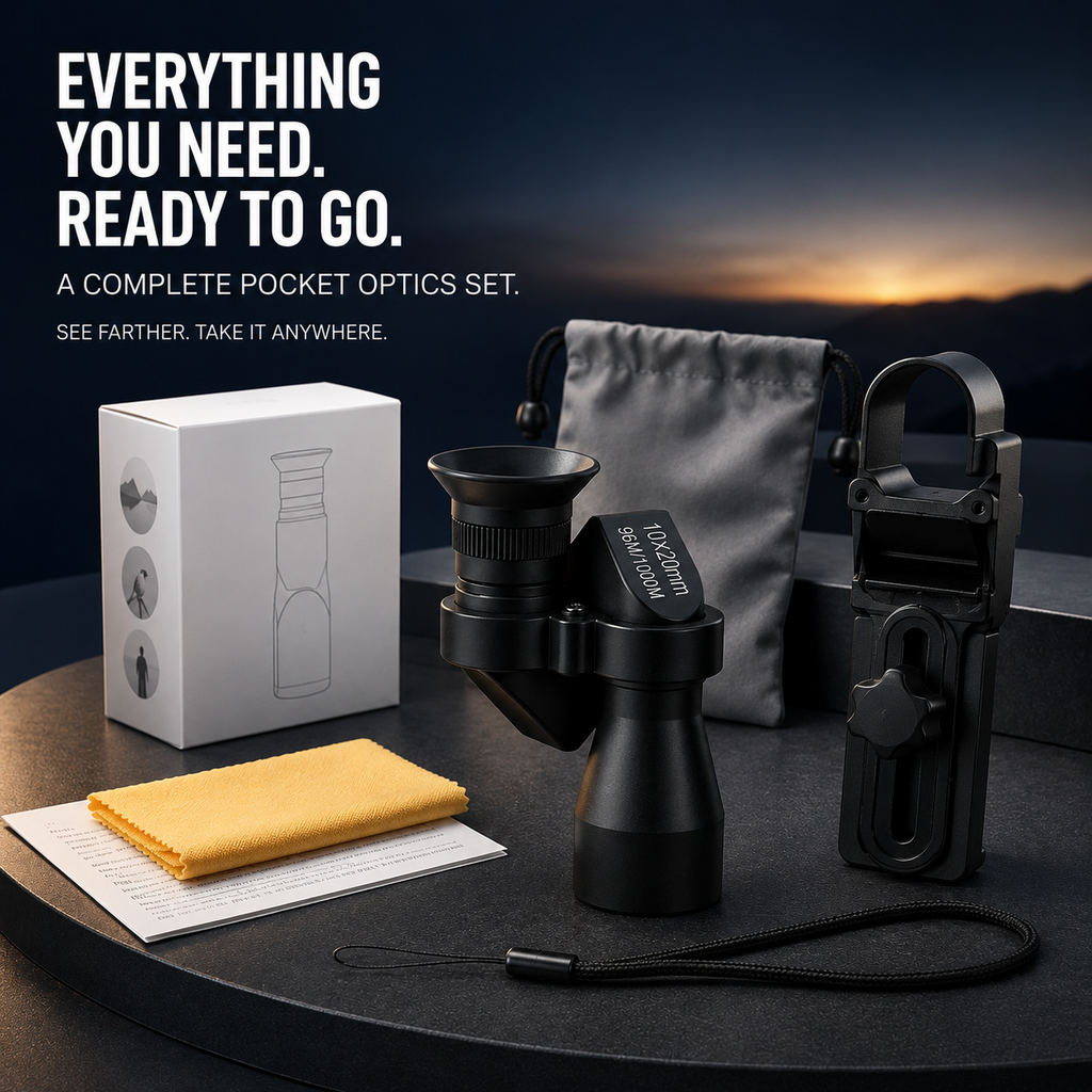 10×20 Mini Monocular Phone Telescope – Pocket Long-Distance Viewer with Adjustable Smartphone Clip