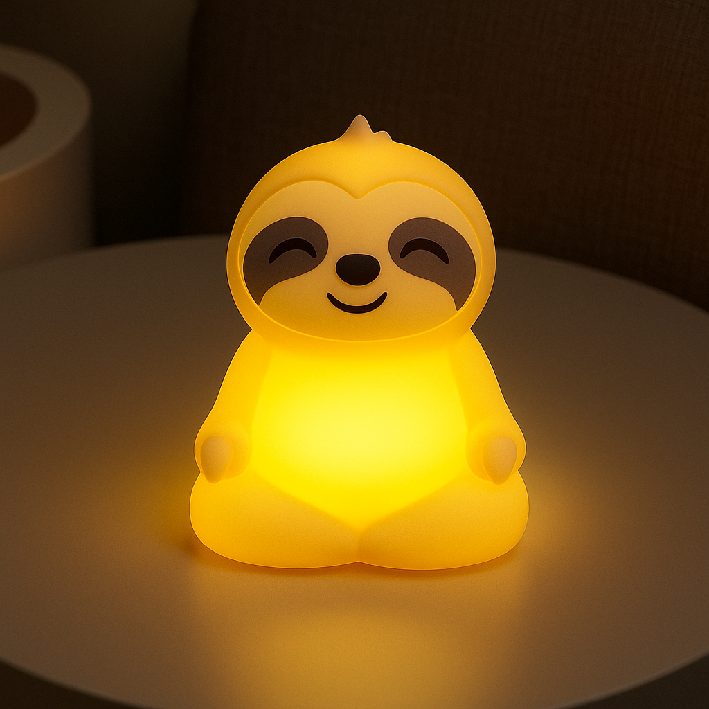 Maetiva® Meditating Sloth Squishy Silicone  Calm Glow Night Light Sitting Pose Lamp Perfect Gift