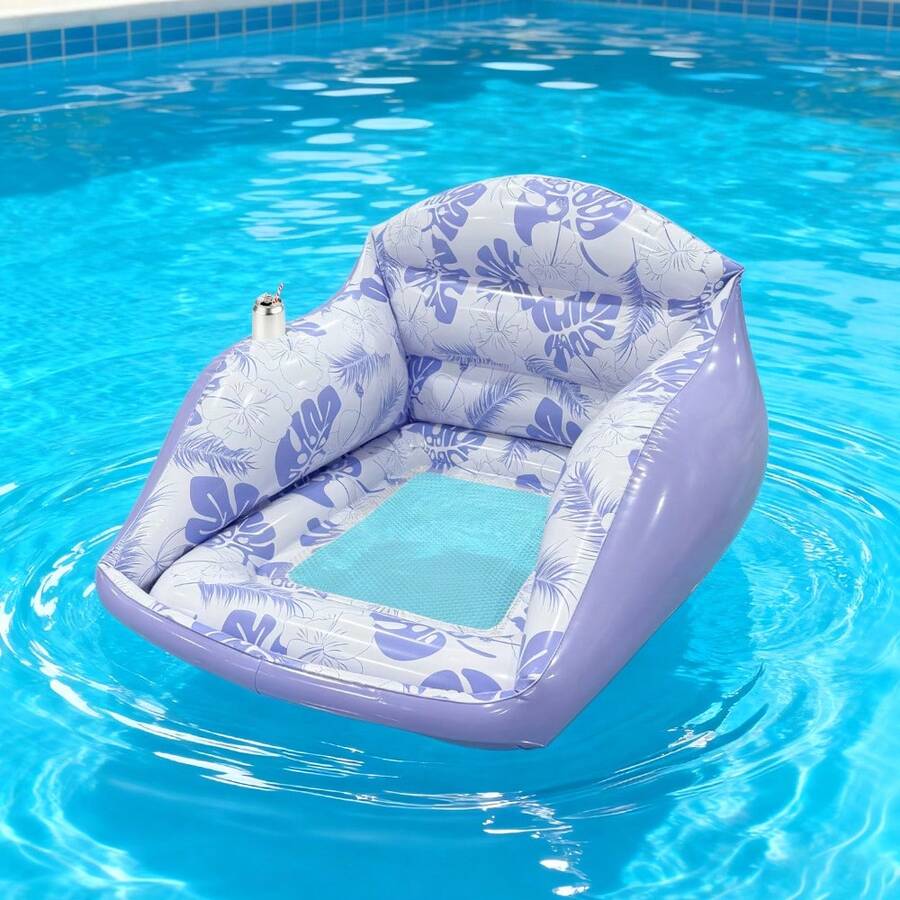Square Leaf Print Inflatable Water Lounge Float