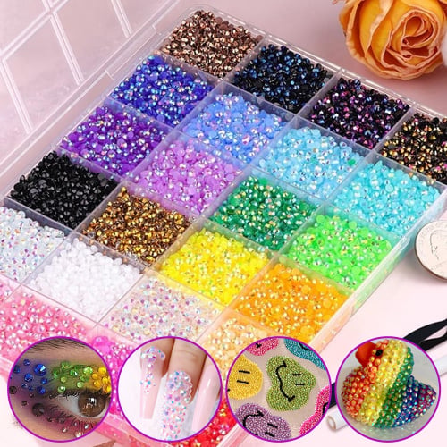 DIY Nail Flatback Rhinestones Kit | 40.000+ AB Crystal Gems with Adhesive & Pickup Tool for Salon-Quality Nail Art-8YF7