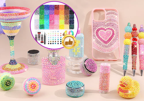 DIY Nail Flatback Rhinestones Kit | 40.000+ AB Crystal Gems with Adhesive & Pickup Tool for Salon-Quality Nail Art-8YF7