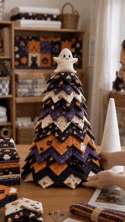Santa Claus Patchwork Tree Quilt Kit – Easy Layered Fabric Holiday Décor