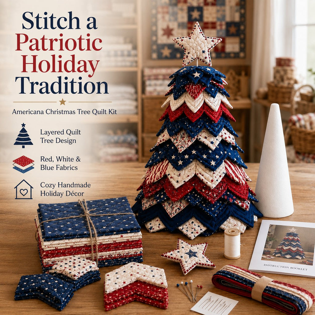 Santa Claus Patchwork Tree Quilt Kit – Easy Layered Fabric Holiday Décor