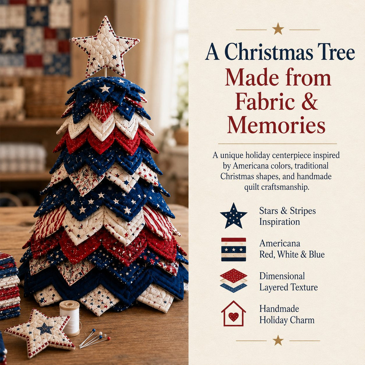 Santa Claus Patchwork Tree Quilt Kit – Easy Layered Fabric Holiday Décor