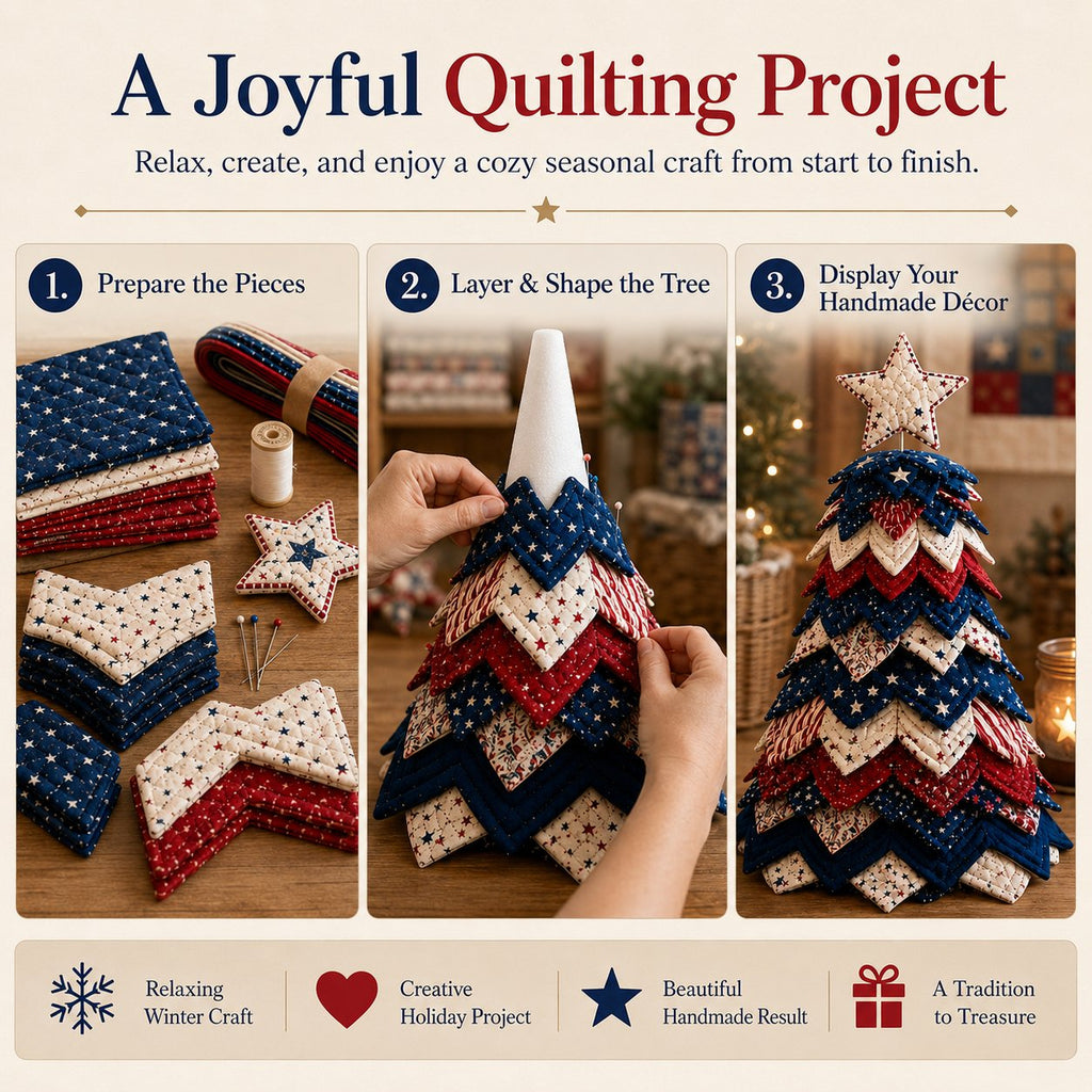 Santa Claus Patchwork Tree Quilt Kit – Easy Layered Fabric Holiday Décor