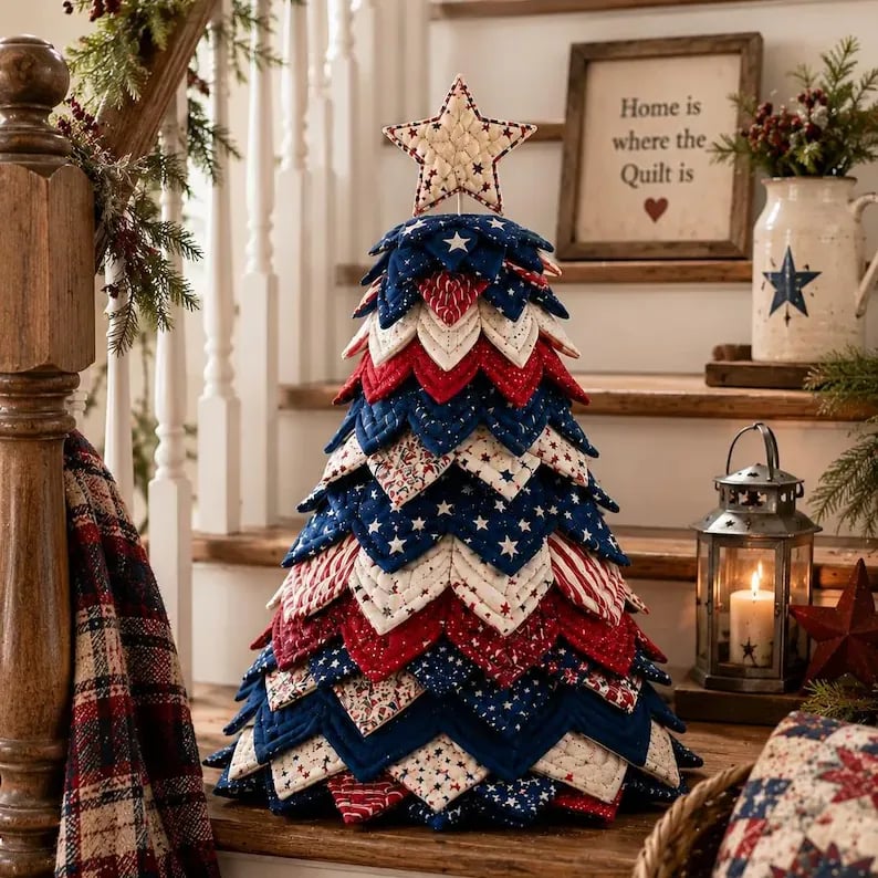 Santa Claus Patchwork Tree Quilt Kit – Easy Layered Fabric Holiday Décor