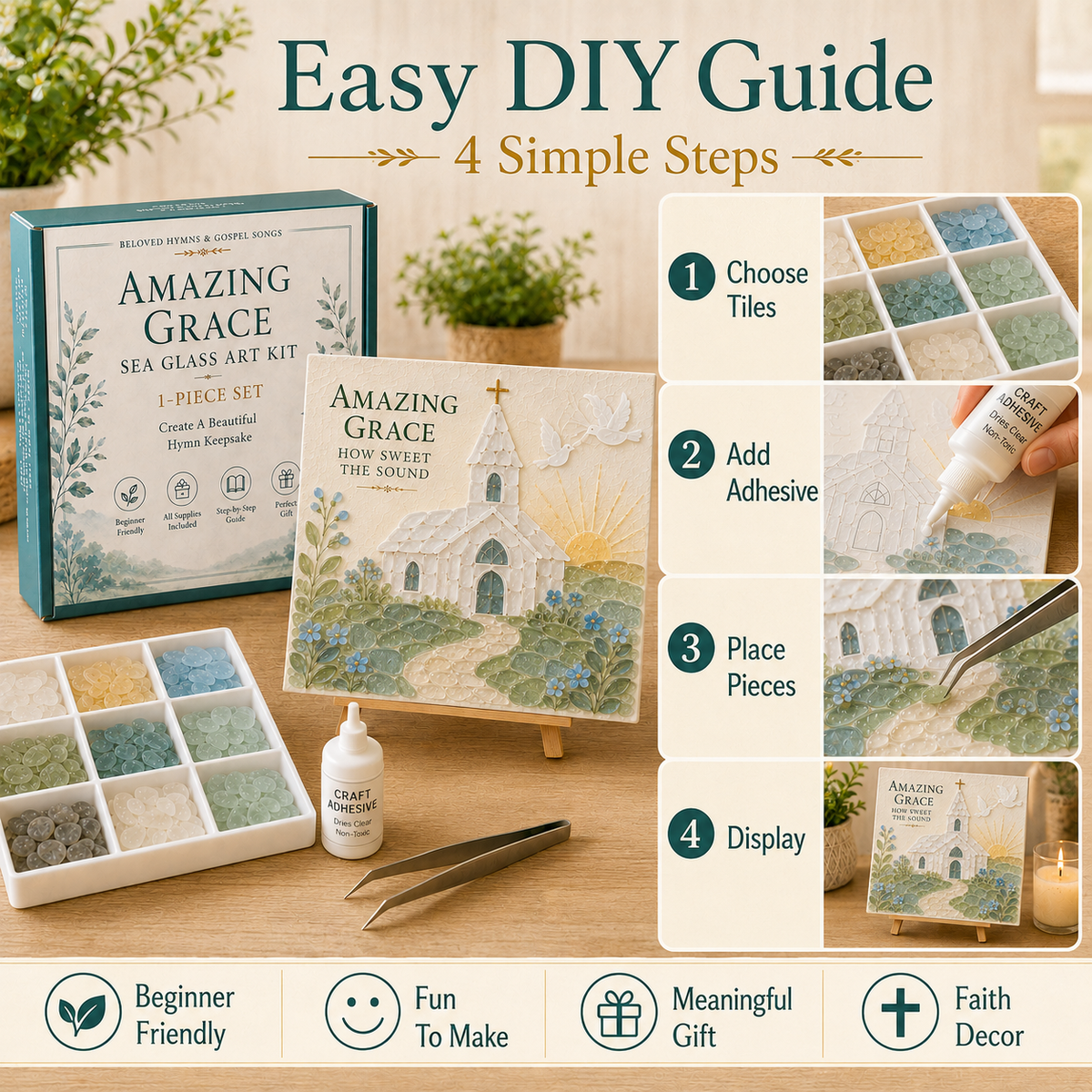 Beloved Hymns & Gospel Songs Sea Glass Art Kit