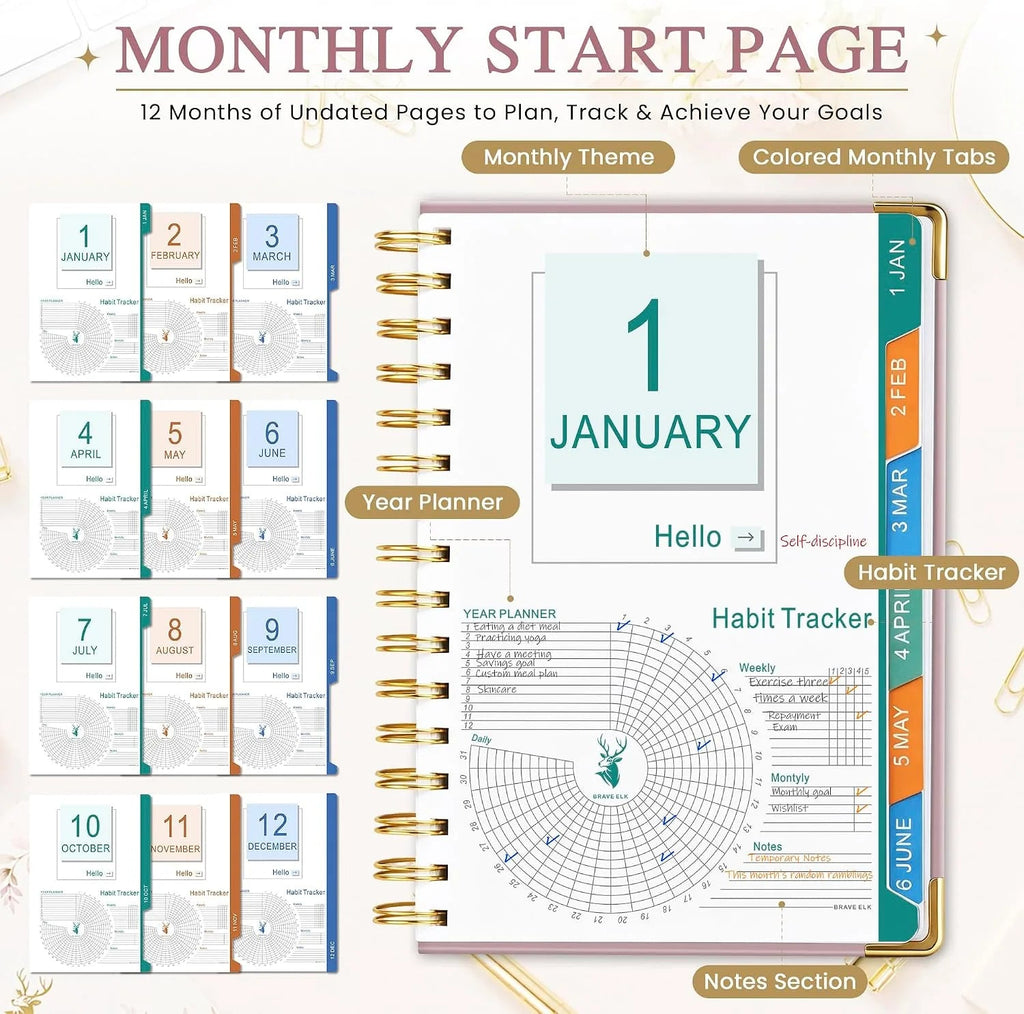 2027 A5 Deer Spiral Planner – 160 Sheets