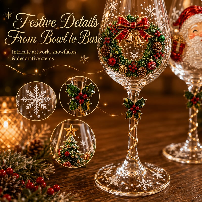 Christmas 3D Wine Glass Collection Gift Box Set