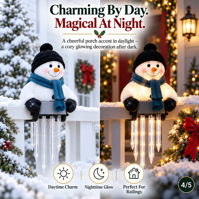 WinterGlow Snowman Icicle Light Decor