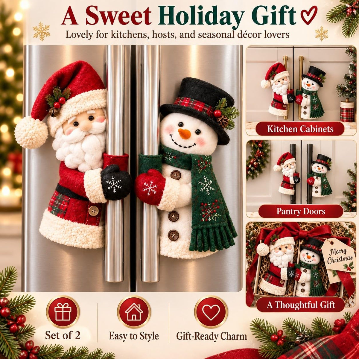 Santa & Snowman Christmas Handle Covers