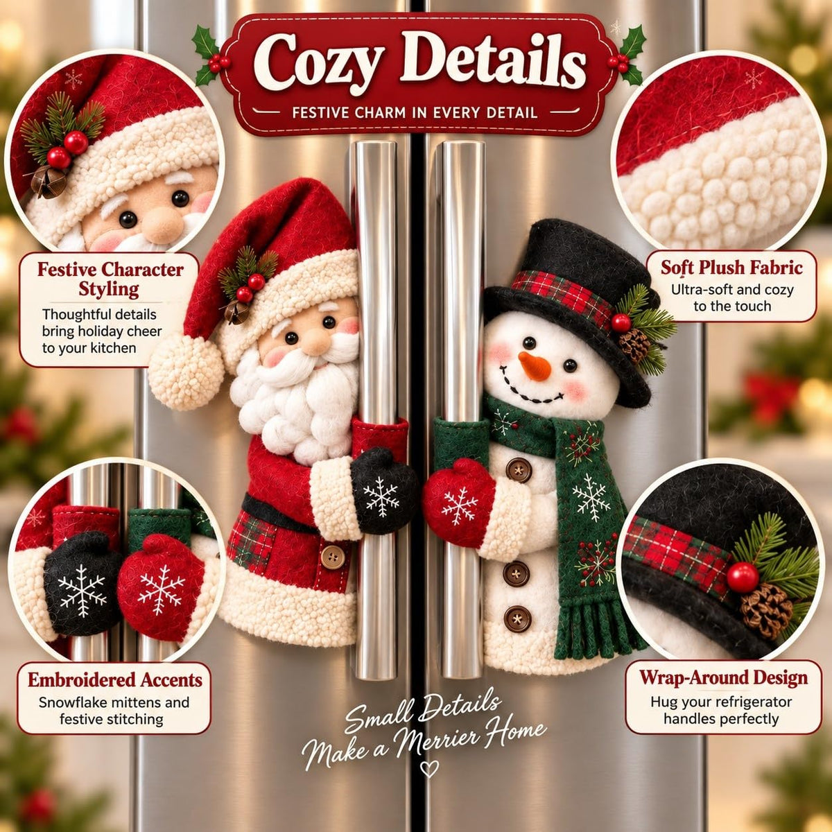 Santa & Snowman Christmas Handle Covers