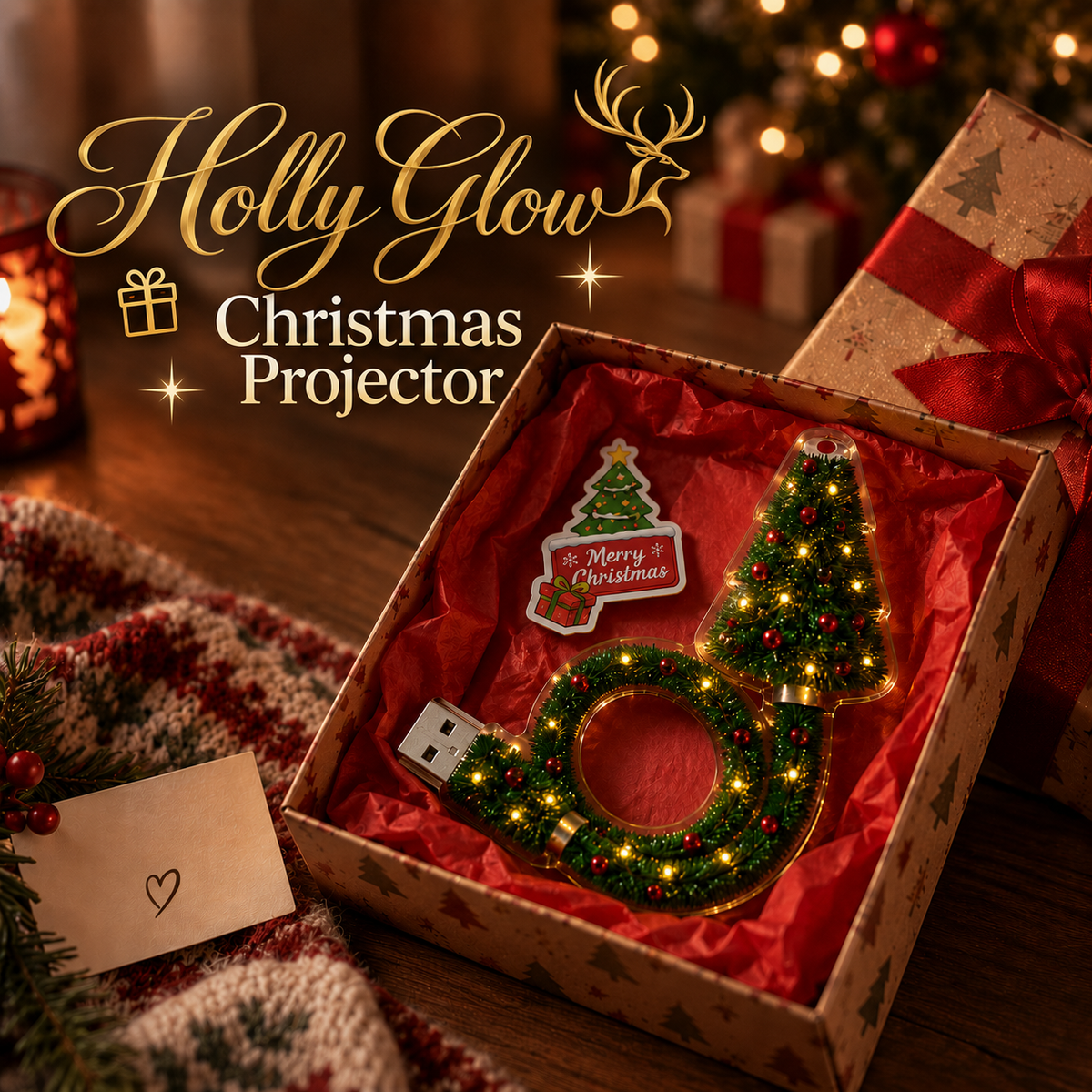 HD USB Christmas Tree Projector Light