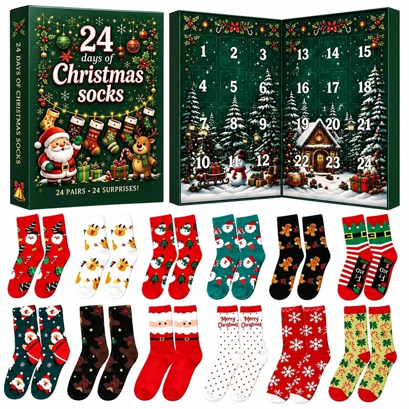 24-Day Christmas Socks Advent Calendar – 12 Pairs