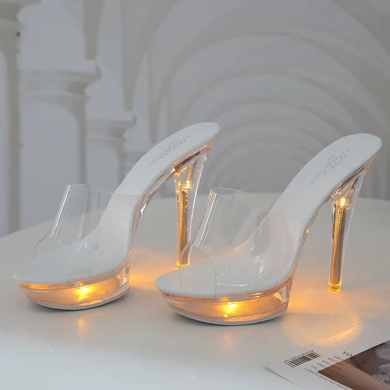 Light-Up Clear Transparent High Platform Heels