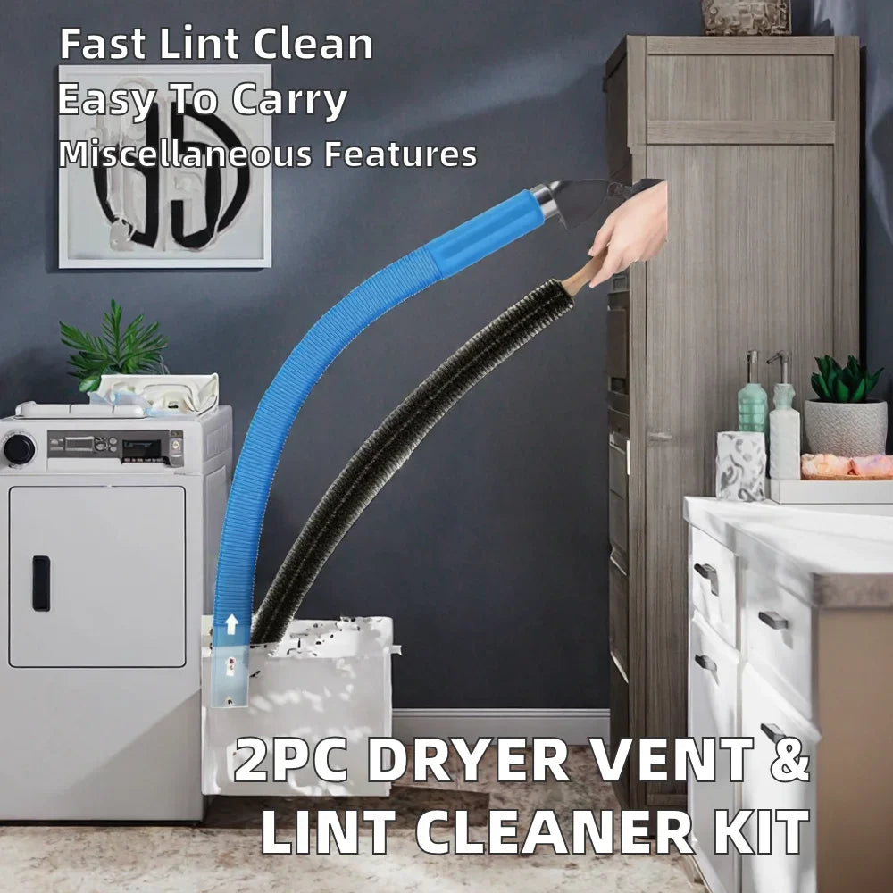 Dryer Vent Cleaner Kit — Flexible, Rotating Brush, Lint Remover, Duct Cleaning, Chimney Sweeper, Power Drill Attachment