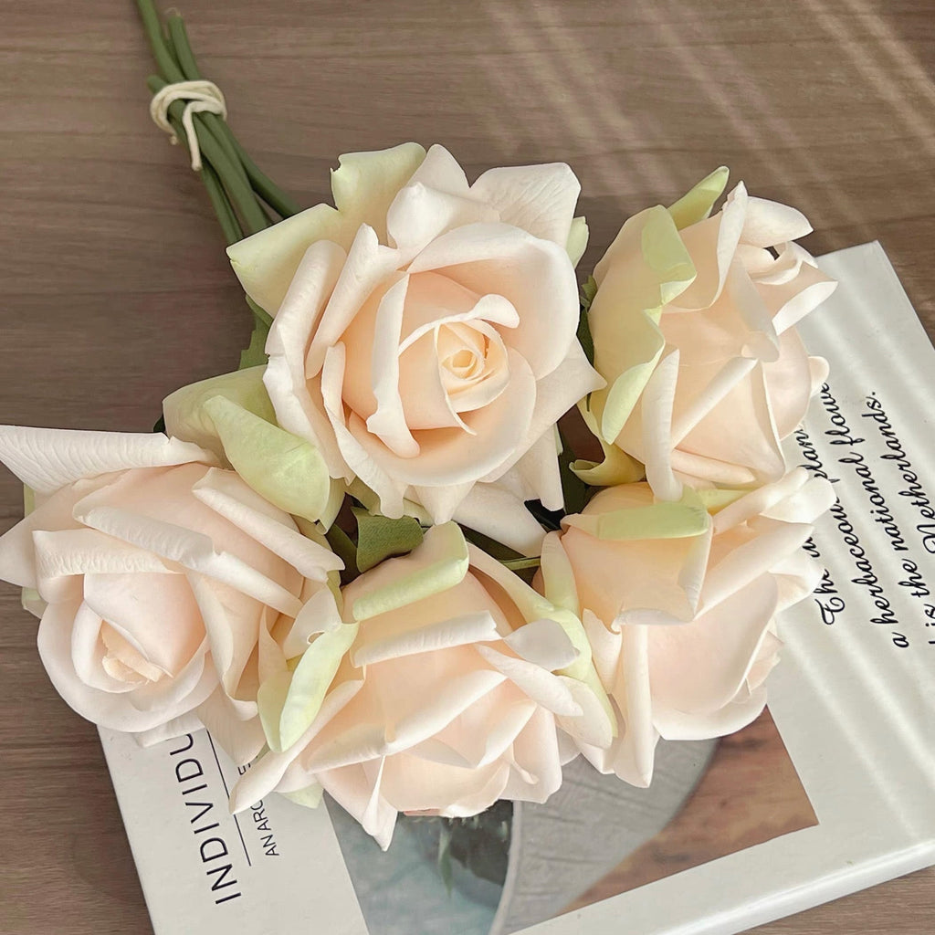 Faux Rose Arrangement - Champagne (10 Stems / 10 Roses)