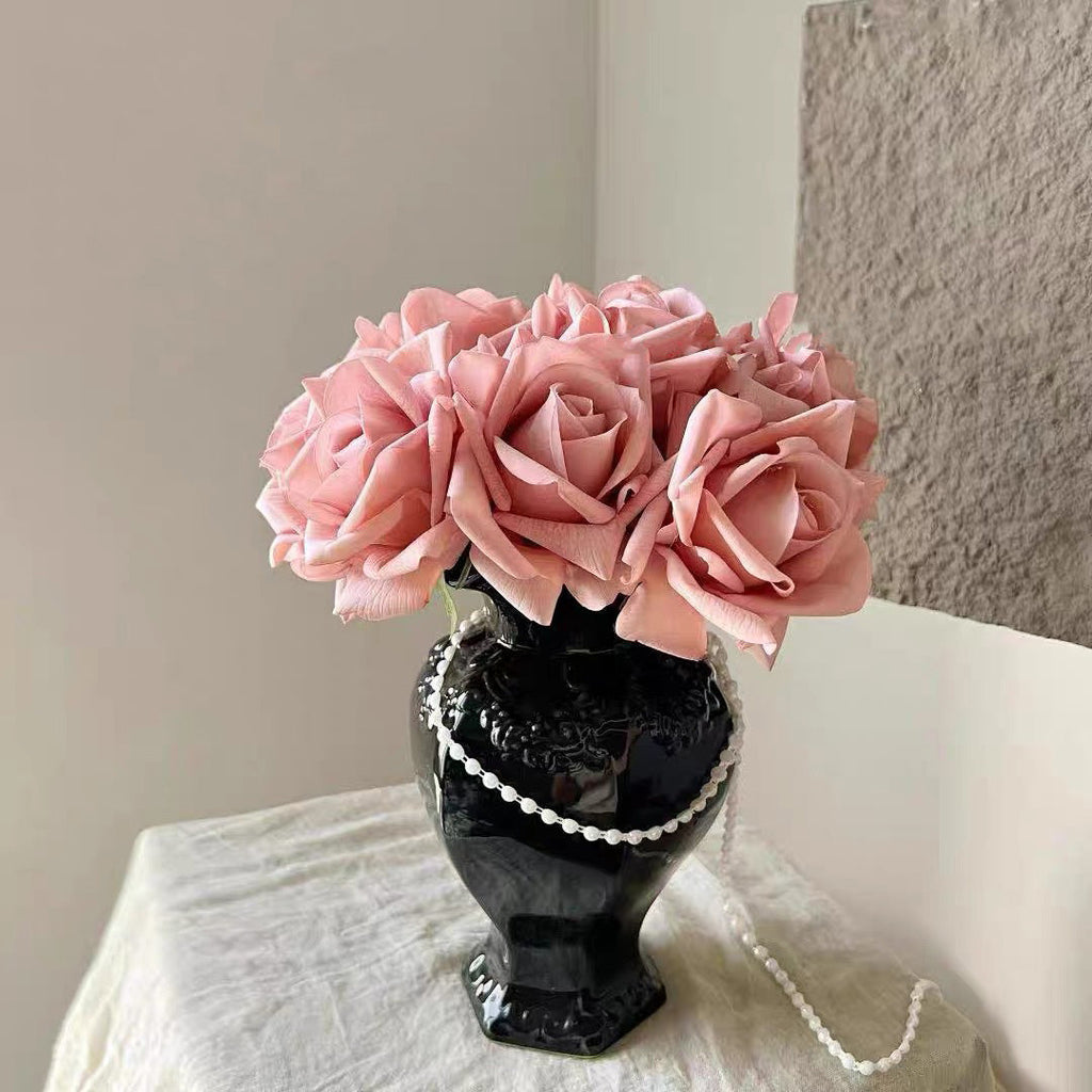 Ruffled Ceramic Vase - Gothic Black