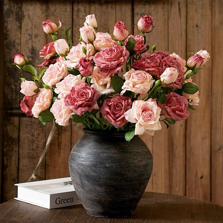 Vintage Mauve & Fuchsia-Edged Rose Bouquet