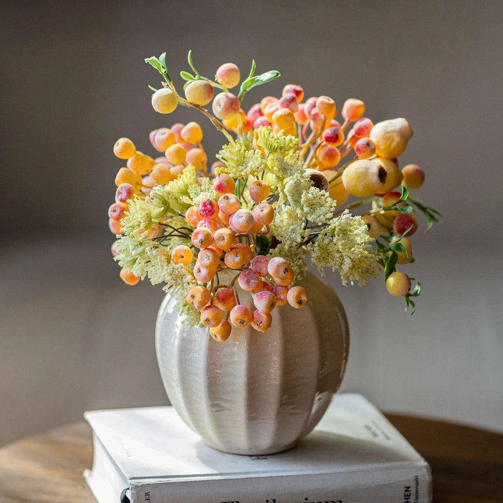 Vintage Wavy-Textured White Ceramic Vase
