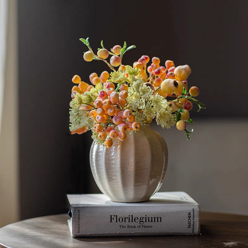 Vintage Wavy-Textured White Ceramic Vase