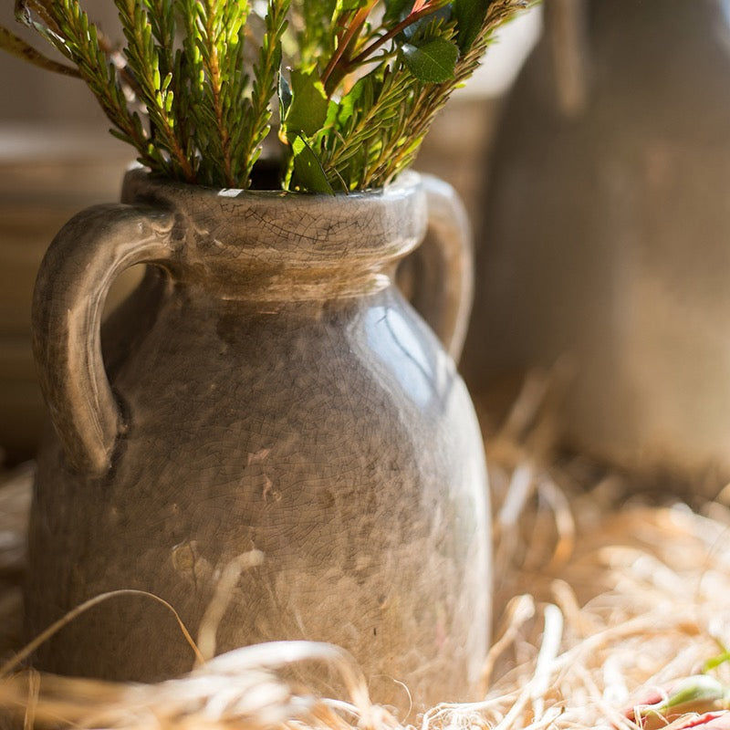 Vintage Double-Handled Ceramic Vase
