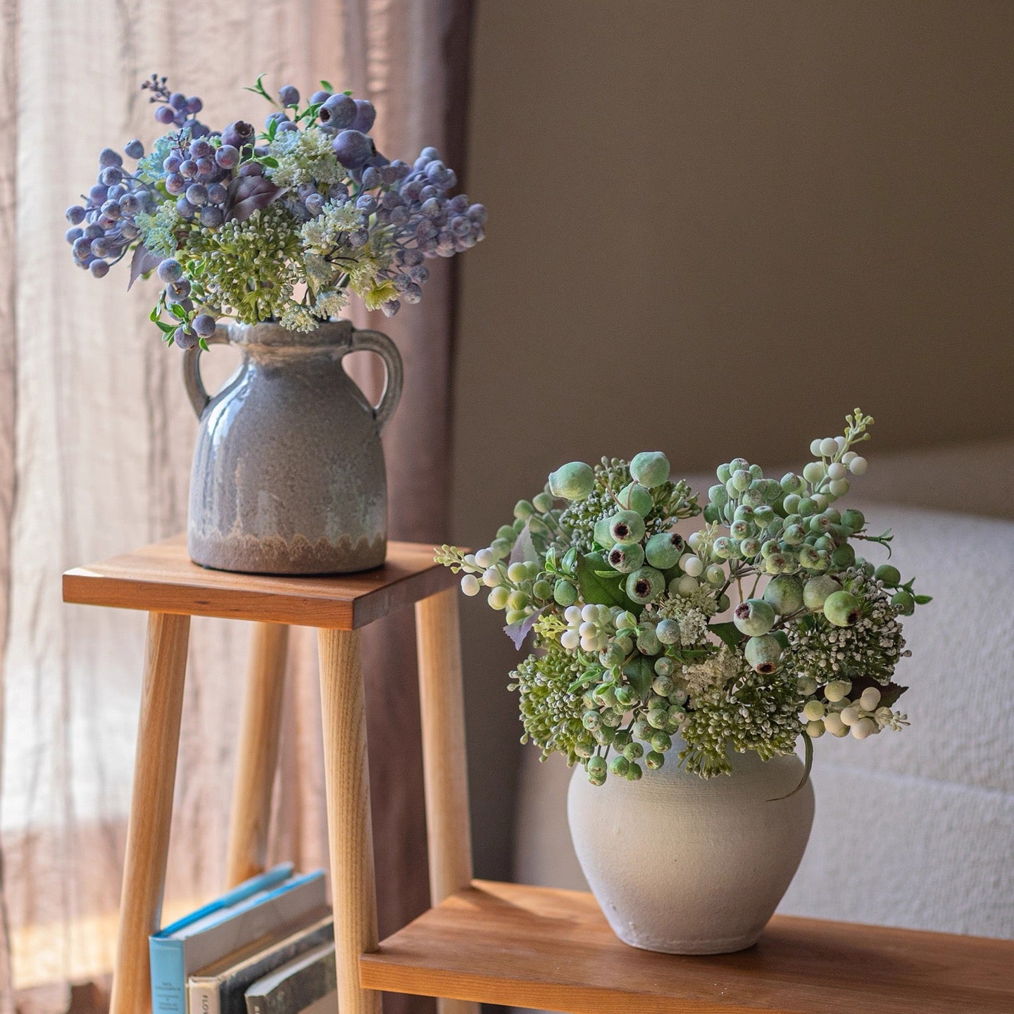 Elegant Blue-Purple Faux Blueberry & Berry Branch Arrangement