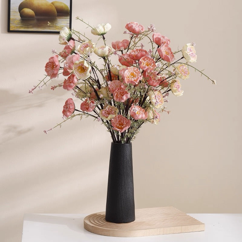 Textured Black Tapered Ceramic Vase