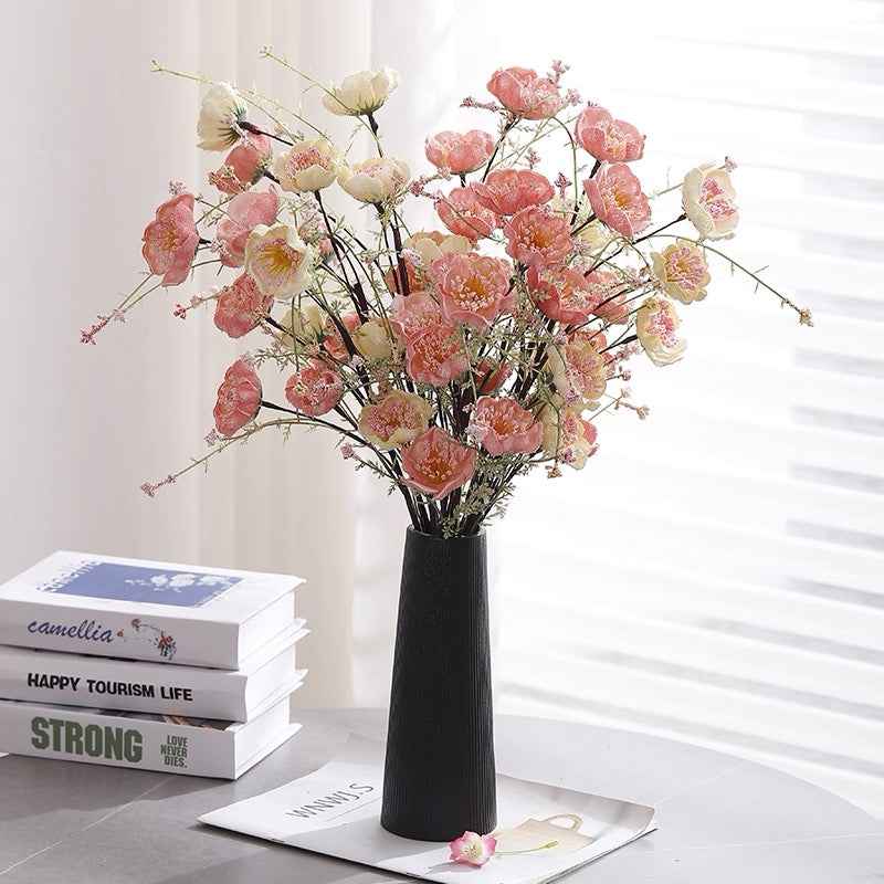 Textured Black Tapered Ceramic Vase