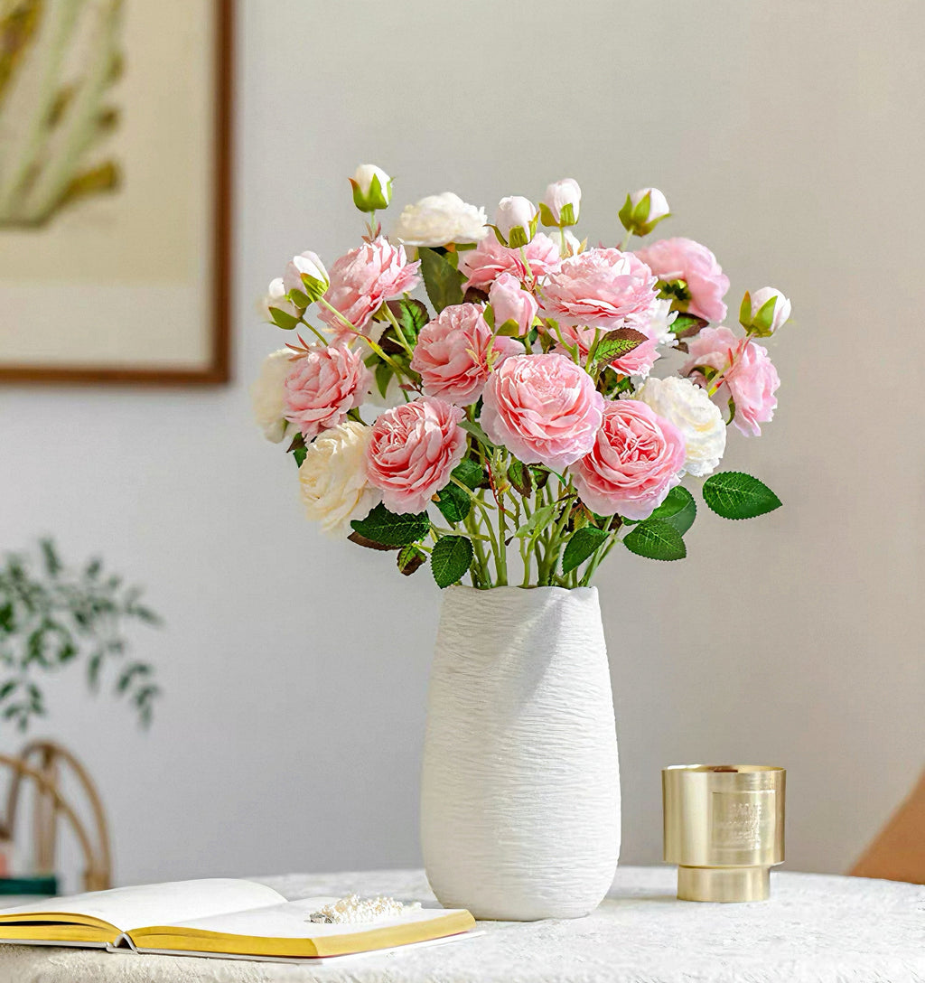 Elegant Blush Pink & Cream English Rose Artificial Floral Arrangement with Luxe Realism