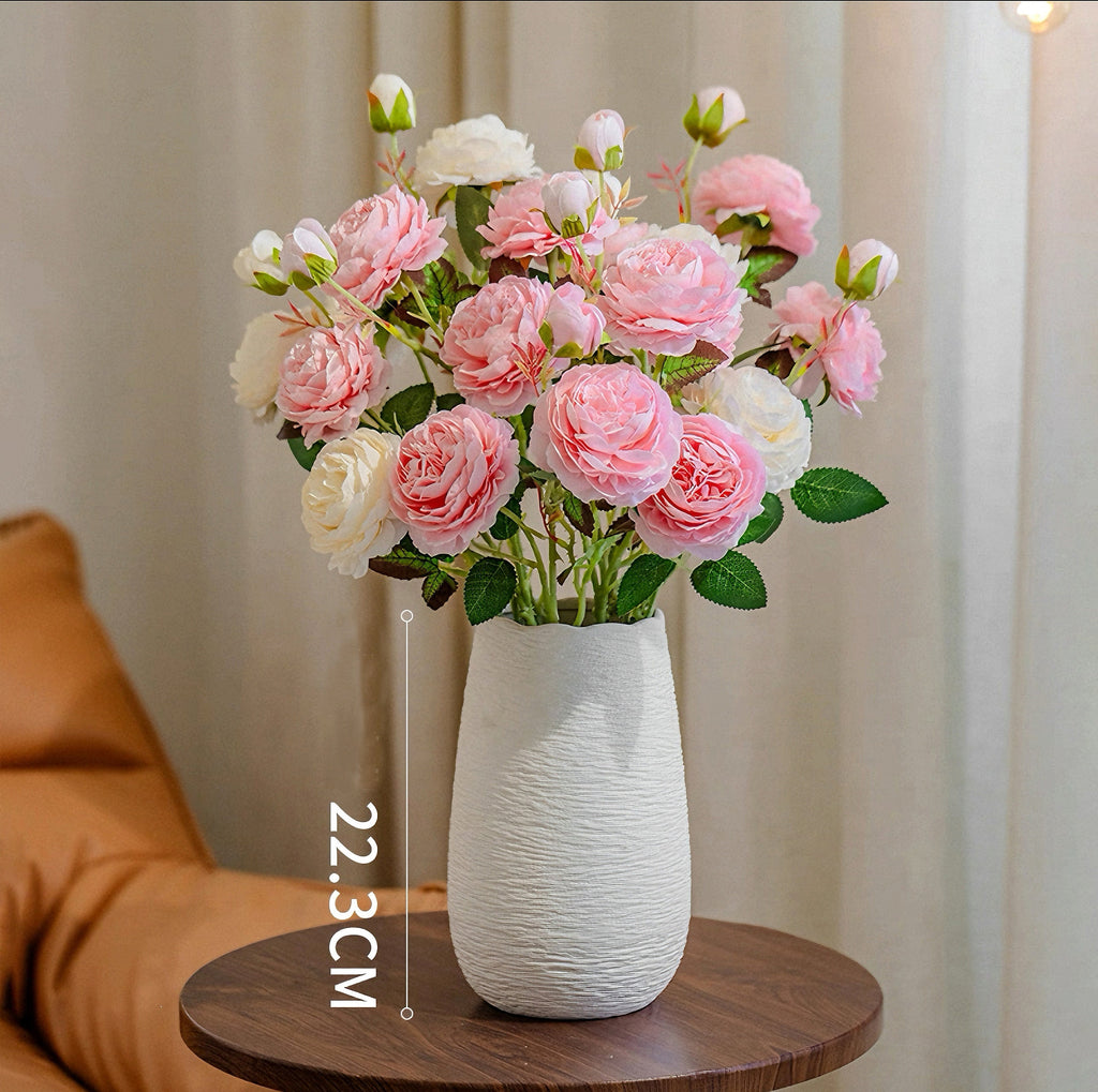 Elegant Blush Pink & Cream English Rose Artificial Floral Arrangement with Luxe Realism