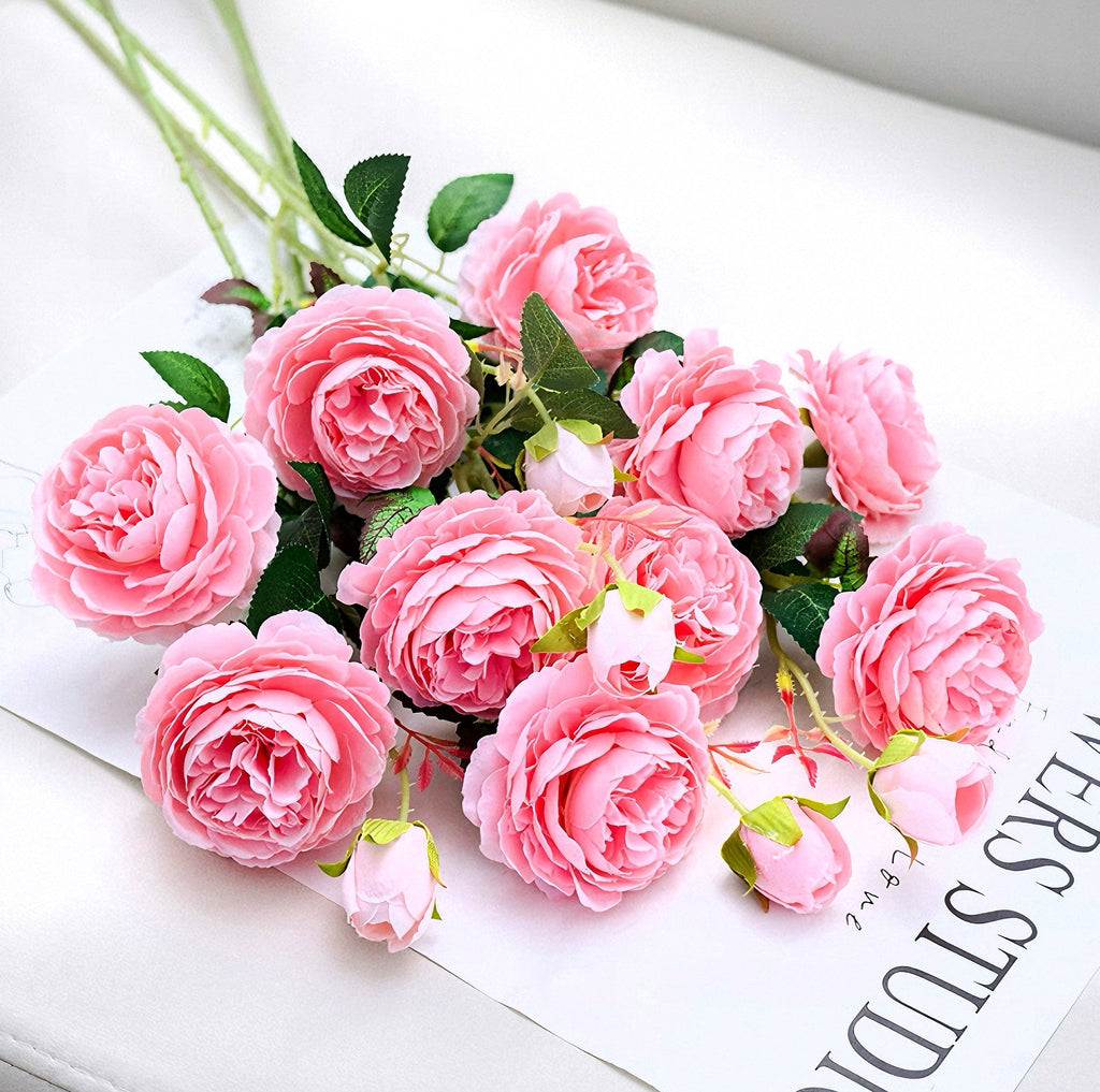 Elegant Blush Pink & Cream English Rose Artificial Floral Arrangement with Luxe Realism