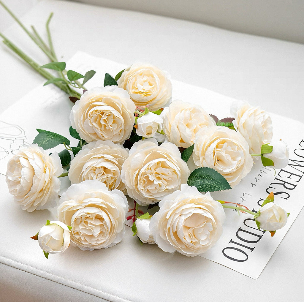 Elegant Blush Pink & Cream English Rose Artificial Floral Arrangement with Luxe Realism