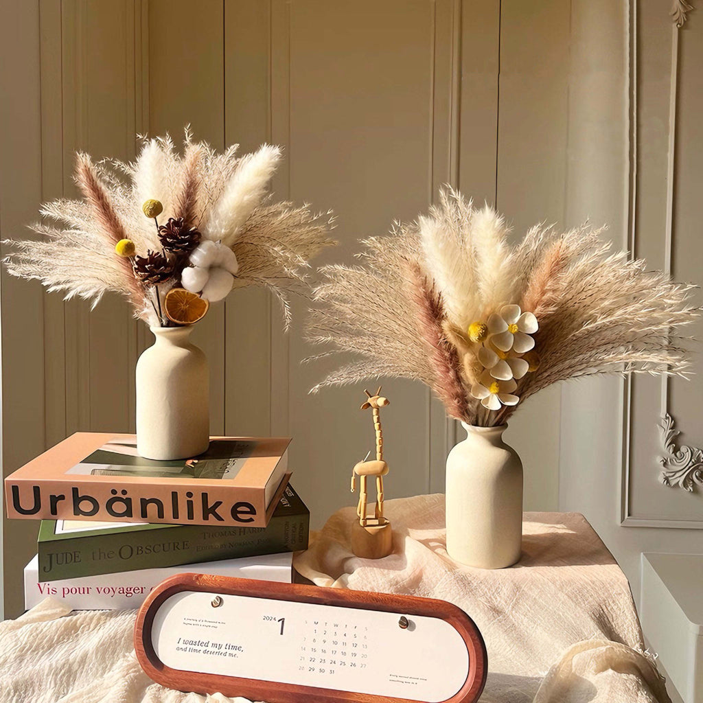Faux Pampas Grass & Blossom Neutral Artisan Arrangement