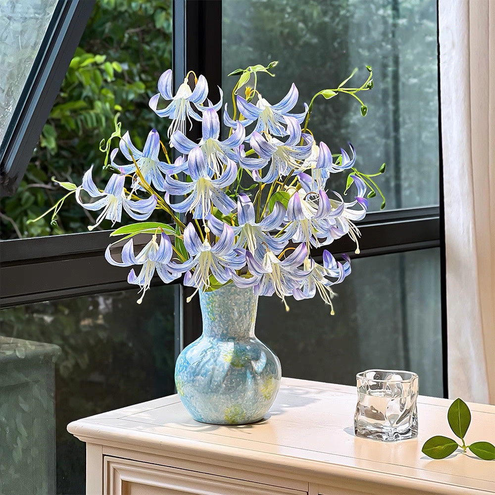 Nordic Sky Blue Lily Artisan Faux Floral Arrangement