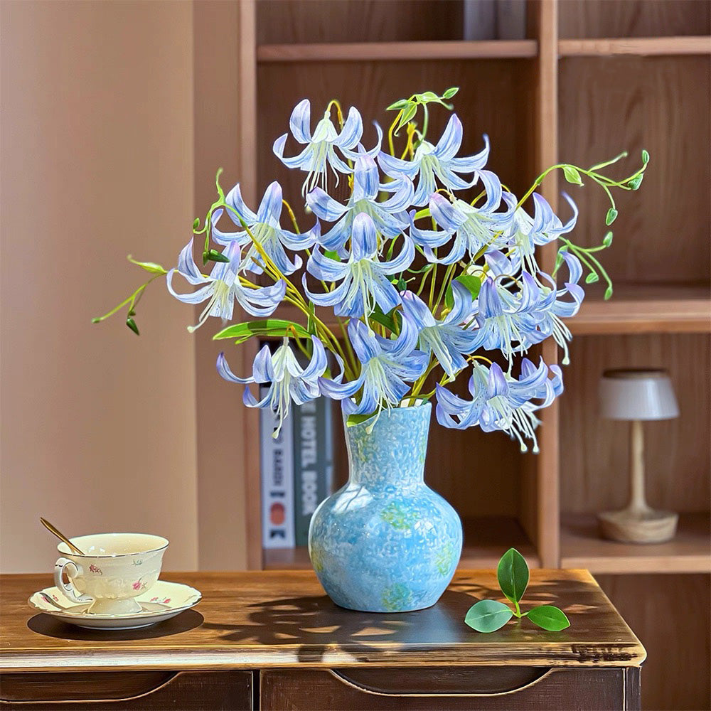 Nordic Sky Blue Lily Artisan Faux Floral Arrangement