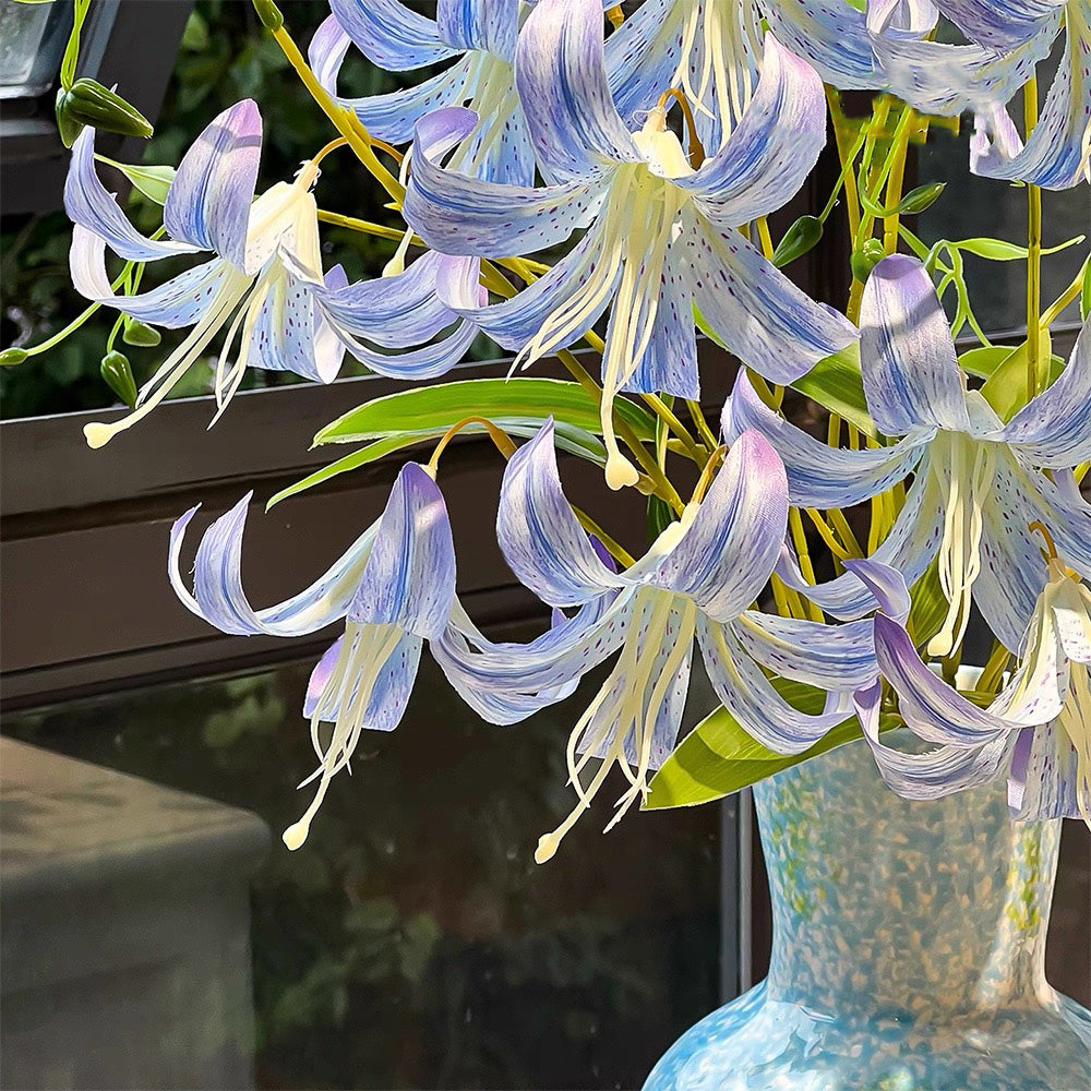 Nordic Sky Blue Lily Artisan Faux Floral Arrangement