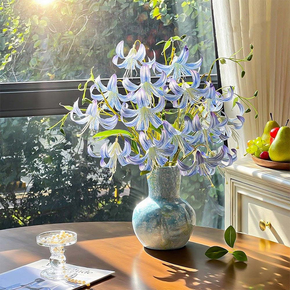Nordic Sky Blue Lily Artisan Faux Floral Arrangement