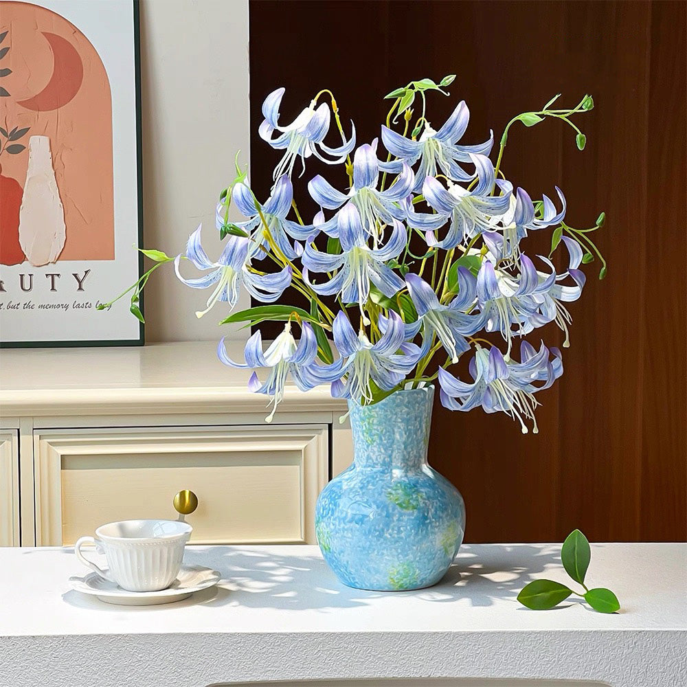 Nordic Sky Blue Lily Artisan Faux Floral Arrangement