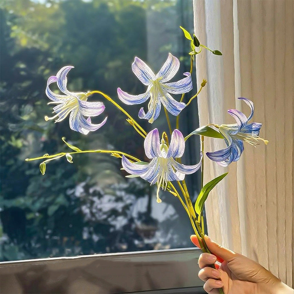 Nordic Sky Blue Lily Artisan Faux Floral Arrangement