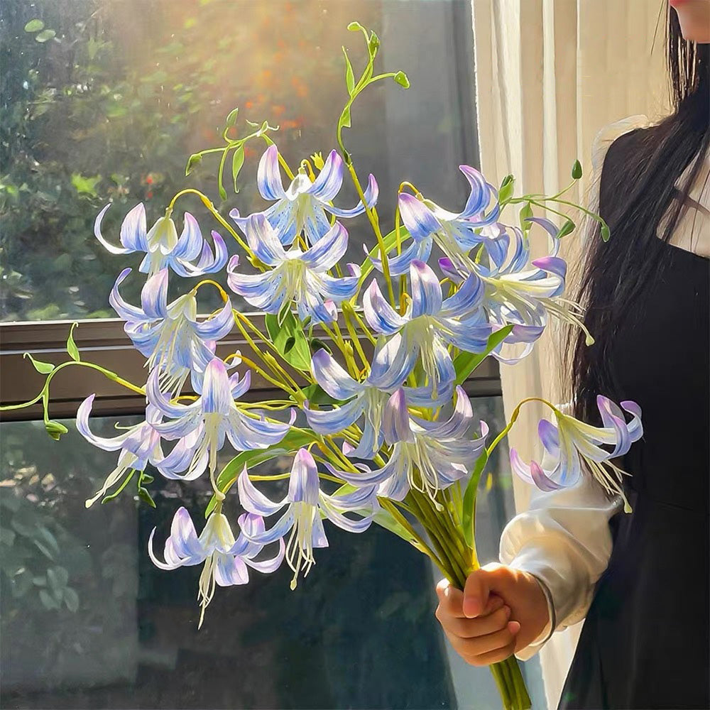 Nordic Sky Blue Lily Artisan Faux Floral Arrangement