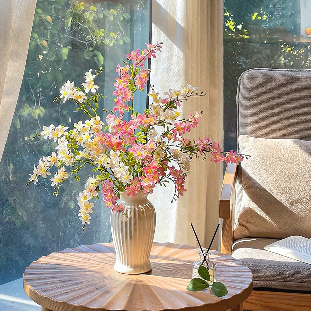 Blush & Ivory Forsythia Elegance Artisan Faux Floral Arrangement