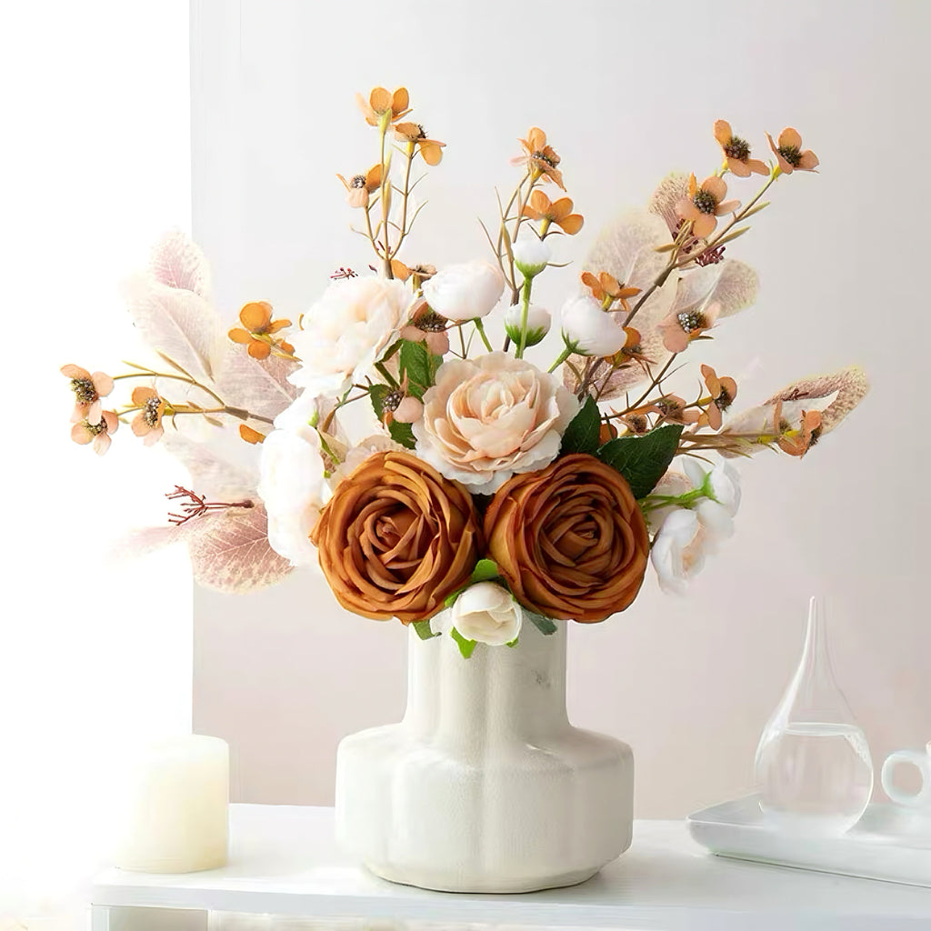 Faux Autumn Arrangement - Apricot Rose