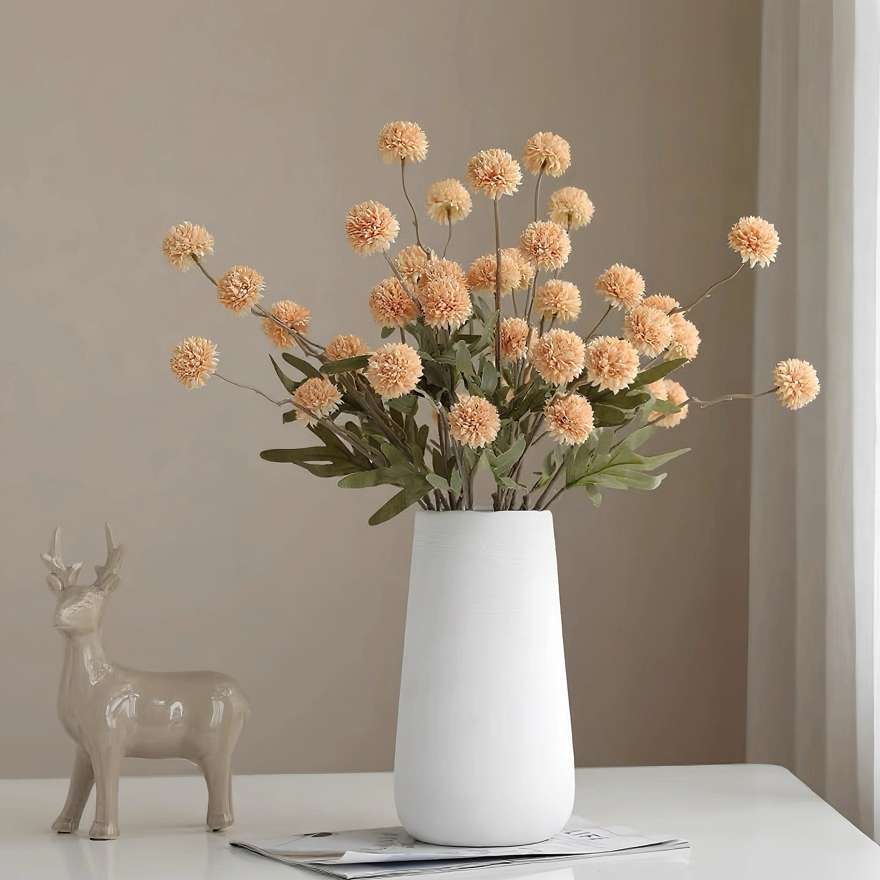 Faux Dandelion Arrangement - Cream (8 Stems / 50 Heads )