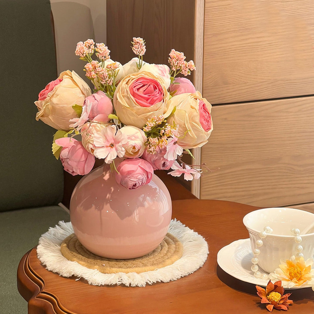 Faux Blush Arrangement - Pink & Cream (Vase Included)